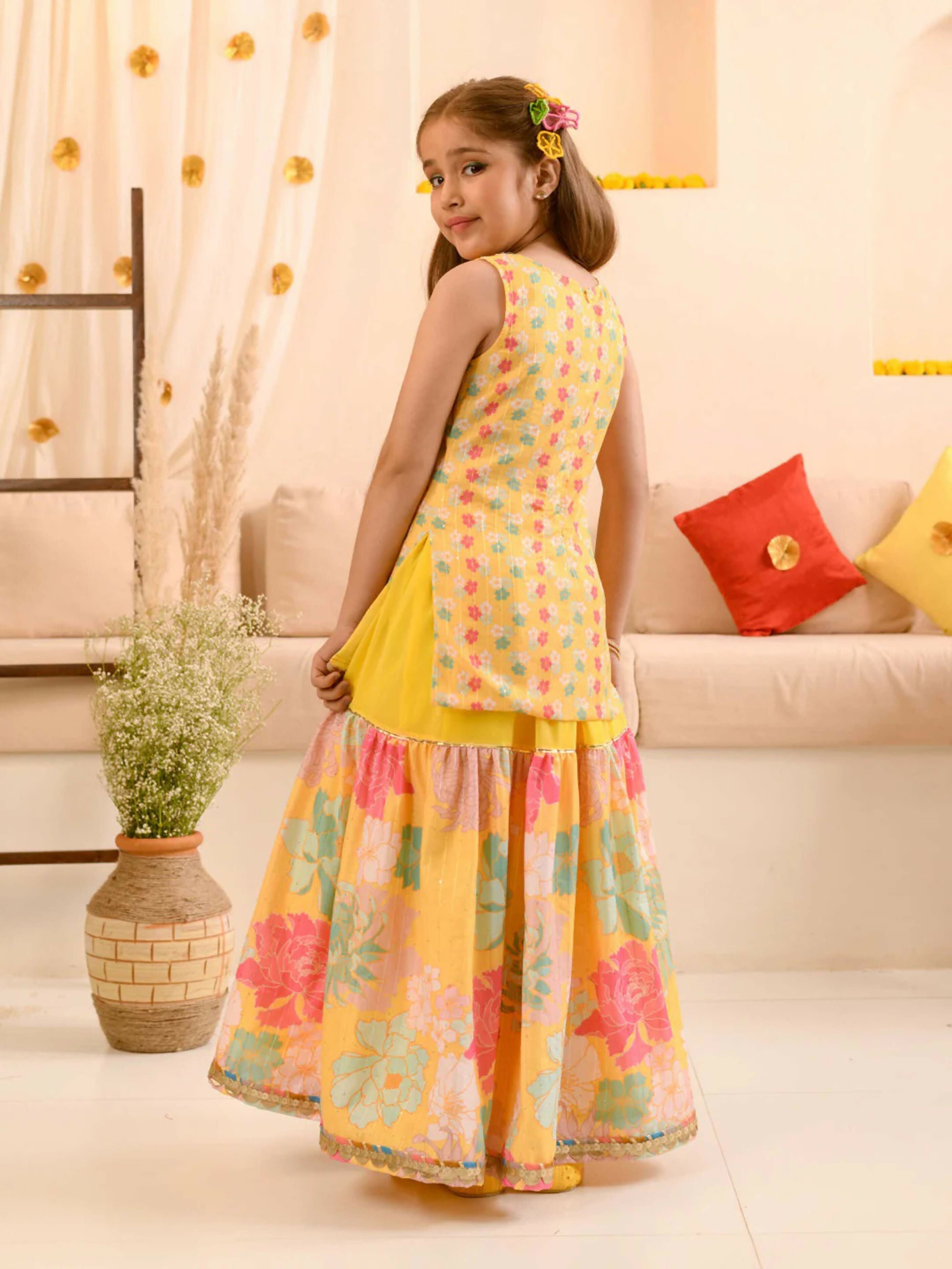 Joban Fashion Girl's Yellow Color Lehenga Choli | Grocsy