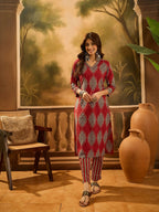 Joban Fashion Printed Maroon Pure Cotton Kurta Set | Grocsy