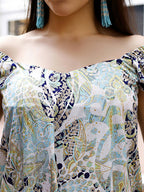 Blue Rayon Paisley Printed Top with Matching Bottom - Eesha | Grocsy