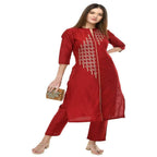 Lagi Women's Maroon Poly silk Straight Embroidred Kurta Pant (RO115A) | Grocsy