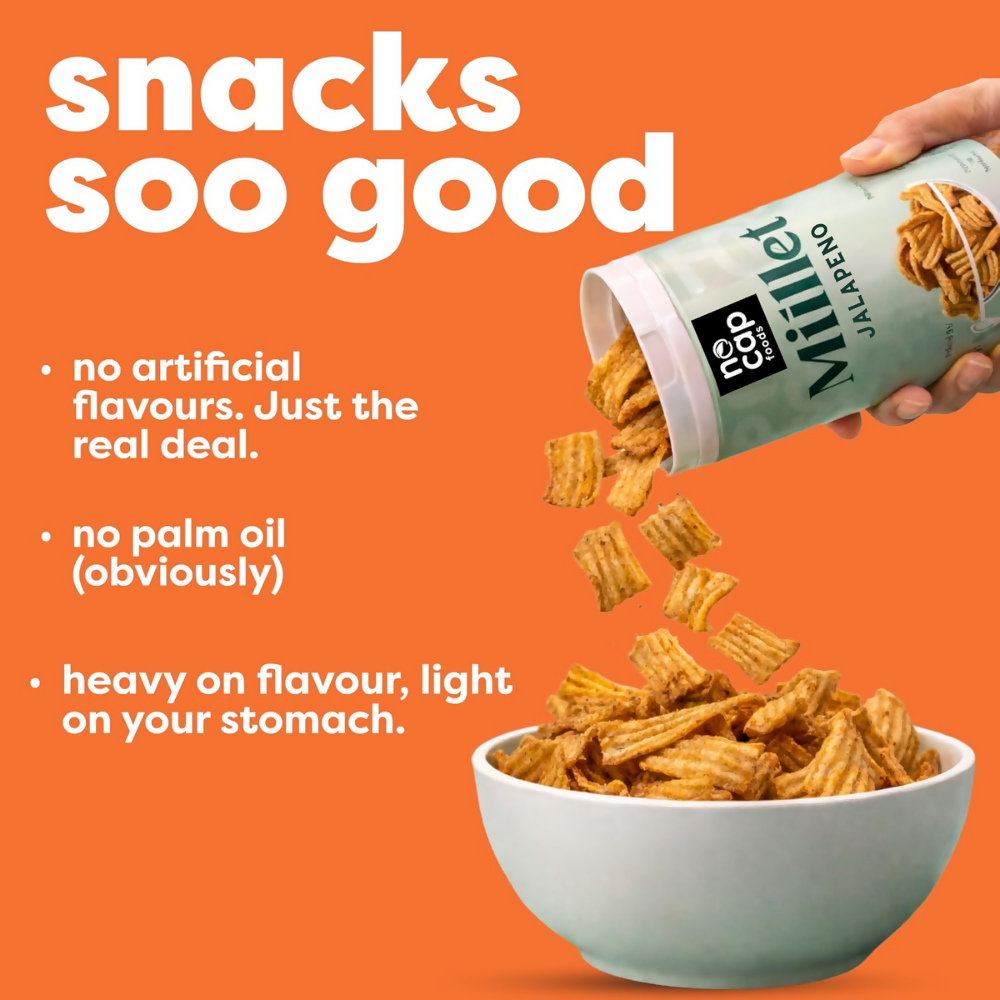 Nocap foods Healthy Chips - Millet Jalapeno | Grocsy