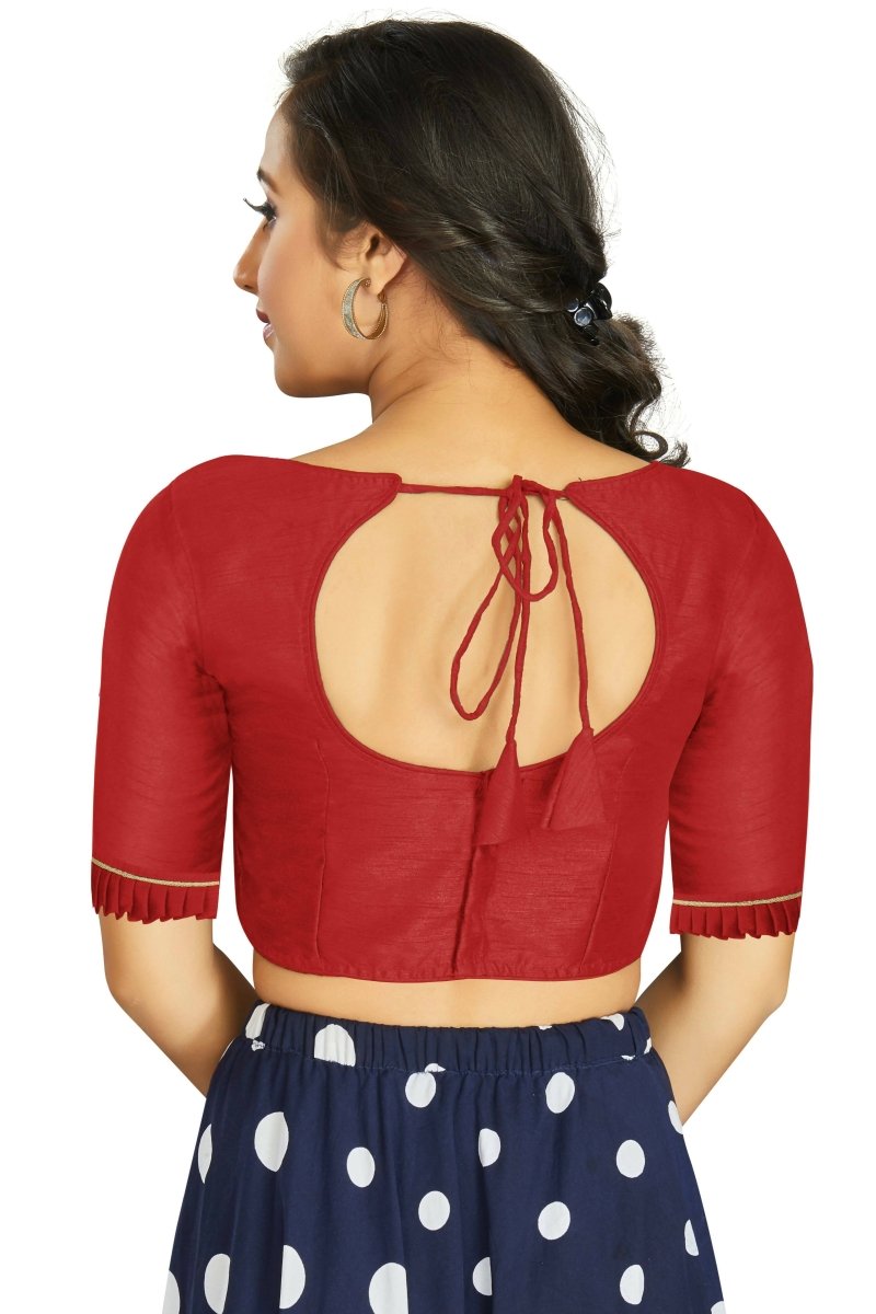 Aastha Fashion Women's Red Art Silk Designer Party Wear Readymade Blouse | Grocsy