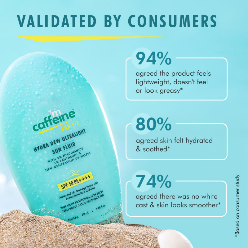 mCaffeine SunFix Hydra Dew Ultralight SunFluid SPF 50 PA++++Sunscreen | Grocsy