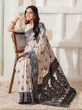 Shree Shyam Fashion Linen Cotton Black & Cream Saree | Grocsy