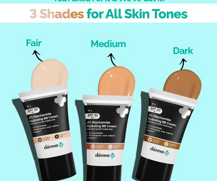 The Derma Co 2% Niacinamide Hydrating BB Cream with 1% Hyaluronic Acid Complex & Aquaxyl | Grocsy