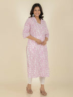Aramya White Soft Cotton Floral Print Straight Kurta Pant Set for Women | Grocsy
