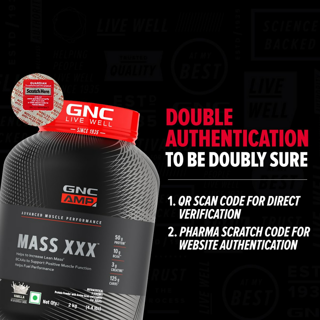 GNC AMP XXX Mass Gainer Boosts Lean Muscle Gains Flavour Vanilla | Grocsy