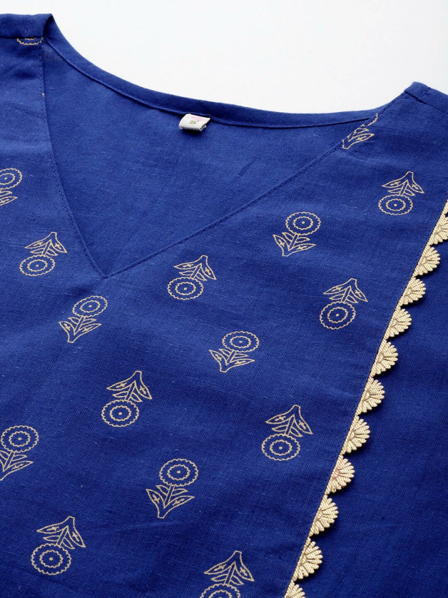 Ahalyaa Women's Traditional wear Kurta Set - Indigo blue | Grocsy