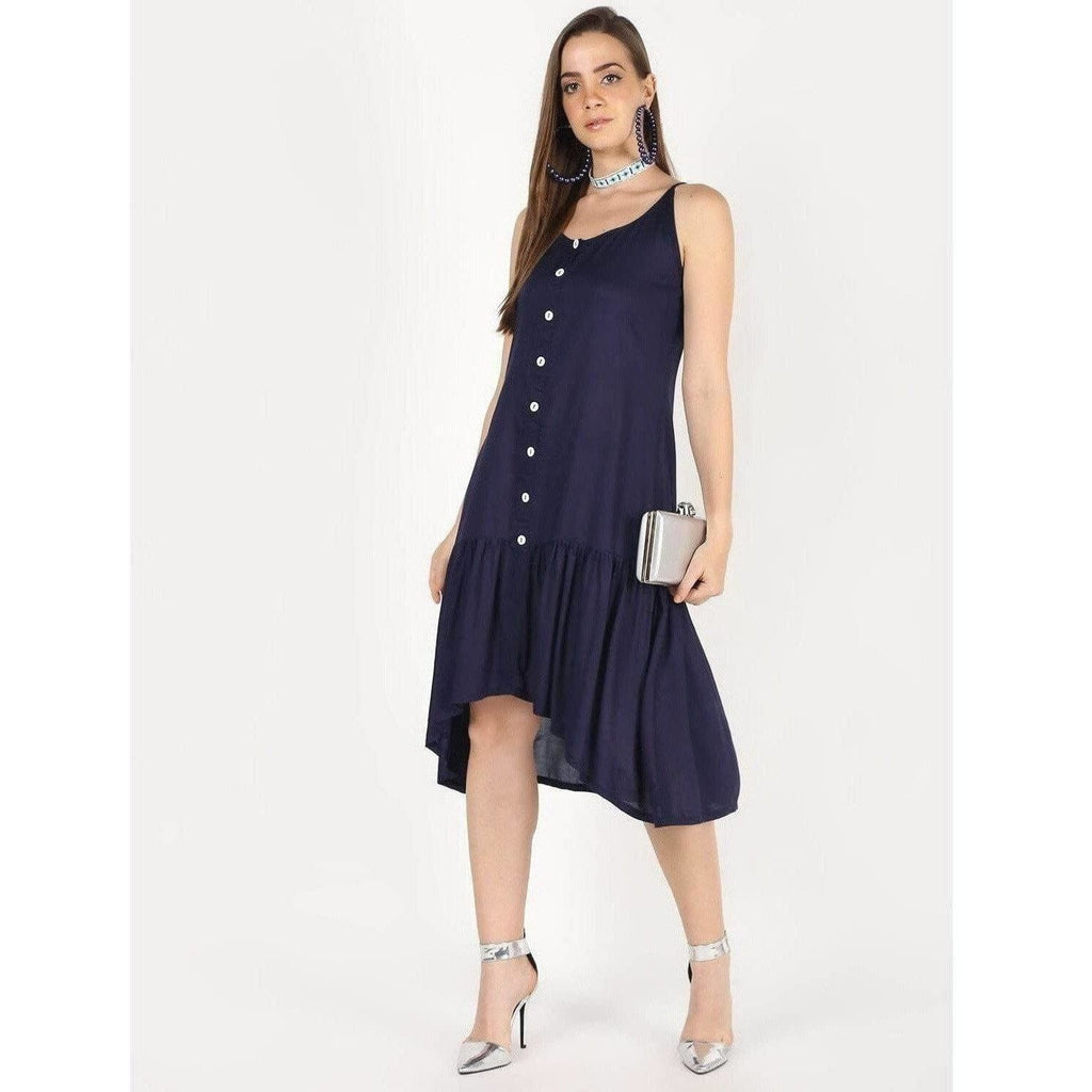 Cheera High Low Front Buttaning Dress | Grocsy