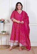 Miravan Plus Size Women'S Bandhani Ethnic Anarkali Kurta And Dupatta | Grocsy