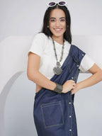 Joban Fashion Off White Cotton Denim Skirt Drape With Top | Grocsy