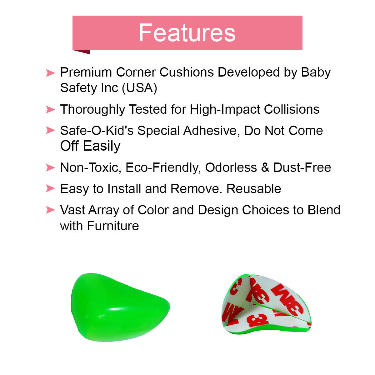 Safe-O-Kid Tear Drop Colorful Corner Caps, Green For Kids Protection | Grocsy