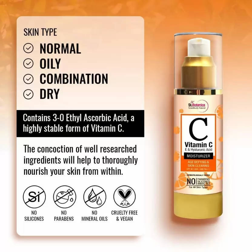 St.Botanica Vitamin C, E & Hyaluronic Acid Moisturizer | Grocsy