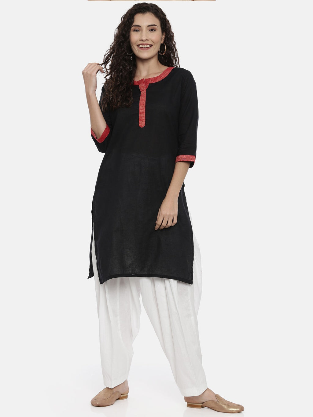 Souchii White Solid Loose-Fit Patiala | Grocsy