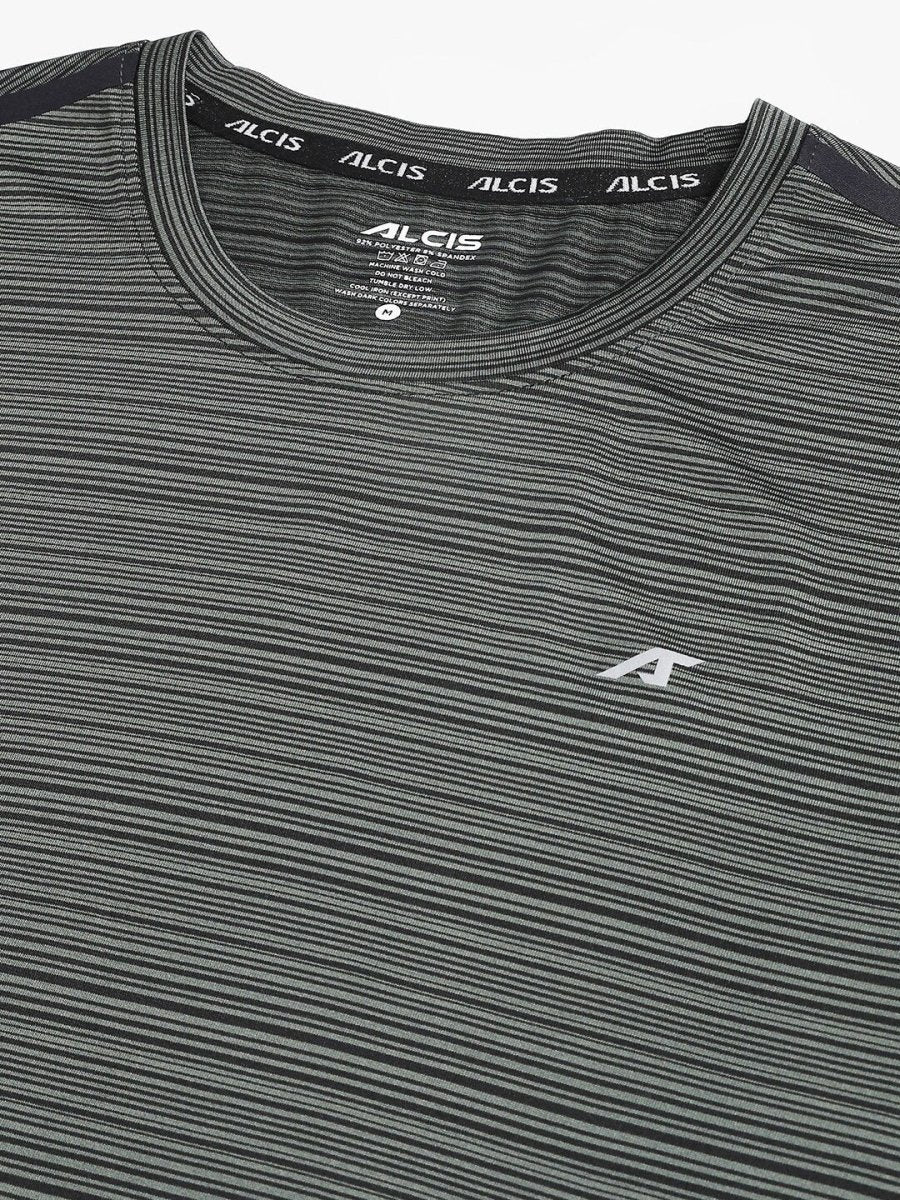 Alcis Men Stretch-X Anti-Static Slim-Fit Round Neck Running T-Shirt | Grocsy