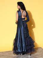Tikhi Imli Navy Blue Sequinned Ready to Wear Saree | Grocsy