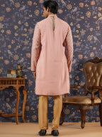 House of Pataudi Ethnic Motifs Embroidered Mandarin Collar Straight Kurta With Churidar | Grocsy