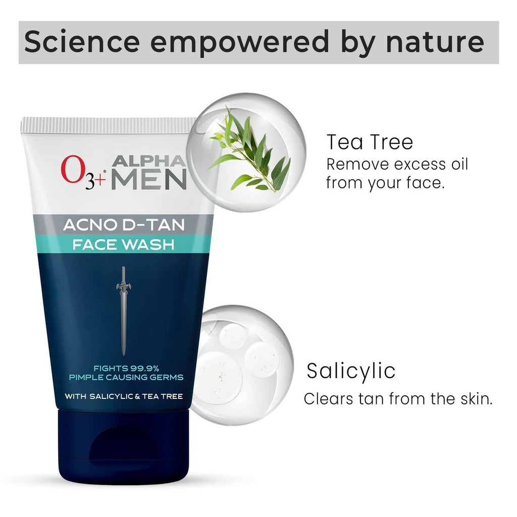 Professional O3+ Alpha Men Acno D-TAN Face Wash with Tea Tree | Grocsy