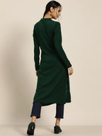 Sangria Green Acrylic Winter Kurta | Grocsy