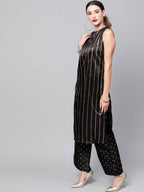 Aks Striped Sleeveless Kurta With Palazzos | Grocsy