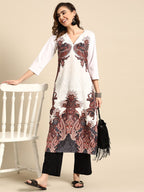 Sangria Ethnic Motifs Printed Straight Kurta | Grocsy
