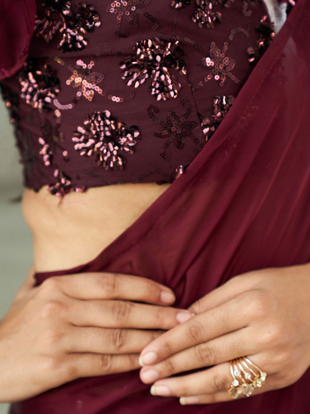 Tikhi Imli Solid Satin Saree | Grocsy