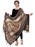 Vamika Black Latest Printed Khadi Beautiful Bhagalpuri Dupatta | Grocsy