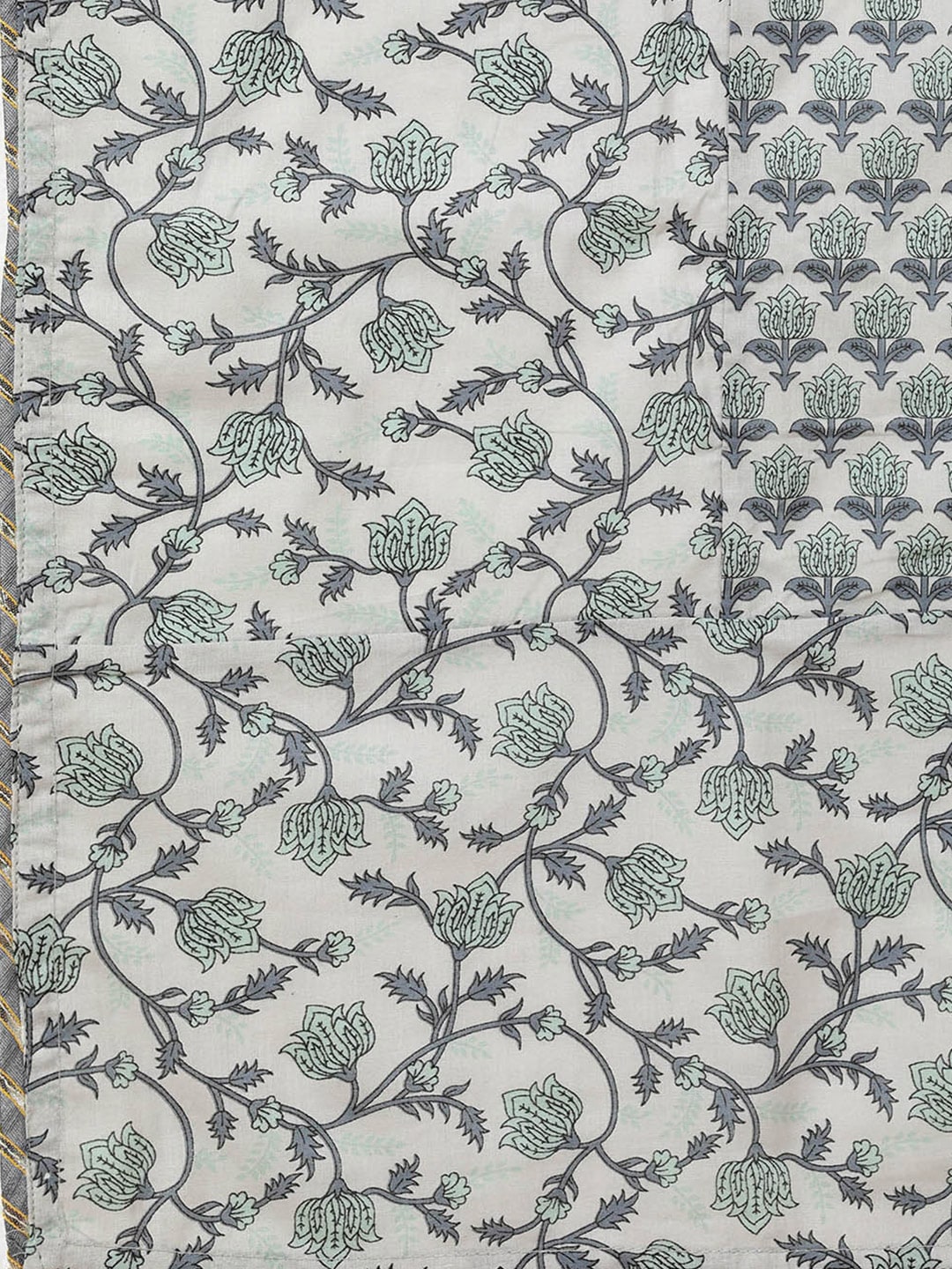 HERE&NOW Women Grey & Olive Green Embroidered Angrakha Kurta with Trousers & With Dupatta | Grocsy