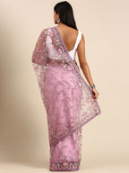 kasee Floral Embroidered Net Saree | Grocsy