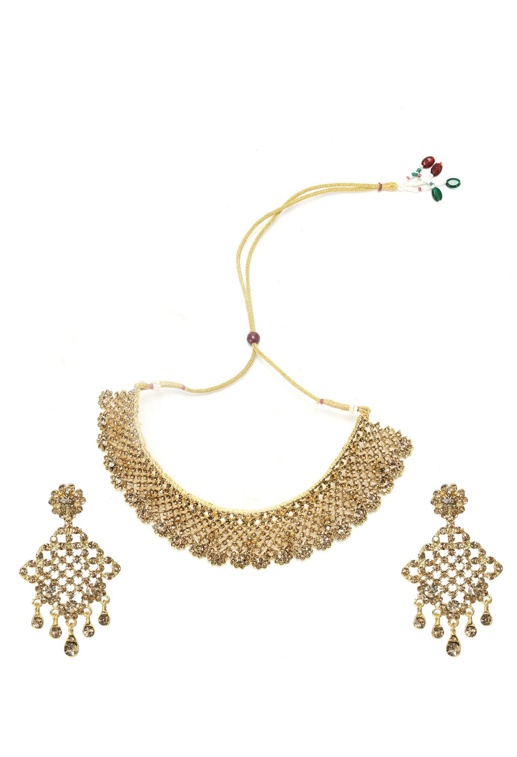 Mominos Fashion Johar Kamal Traditional Rajwadi Design Heavy Golden Color Choker Set | Grocsy
