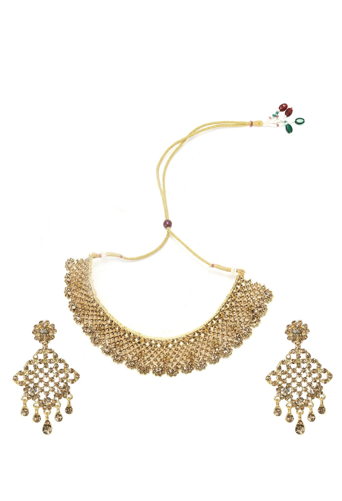 Mominos Fashion Johar Kamal Traditional Rajwadi Design Heavy Golden Color Choker Set | Grocsy