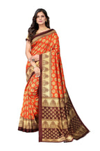 Vamika Orange Printed Art Silk Saree | Grocsy