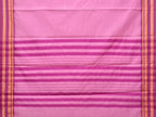 Baby Pink and Pink Bamboo Cotton Plain Saree with Strips Pallu Design No Blouse - Global Threads | Grocsy