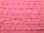 Baby Pink Khadi Cotton Handloom Saree with Buta and One Side Border Design - Global Threads | Grocsy