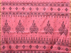 Baby Pink Khadi Cotton Handloom Saree with Buta and One Side Border Design - Global Threads | Grocsy