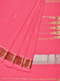 Baby Pink Khadi Cotton Handloom Saree with Doby Border and Zari Strips Pallu Design - Global Threads | Grocsy