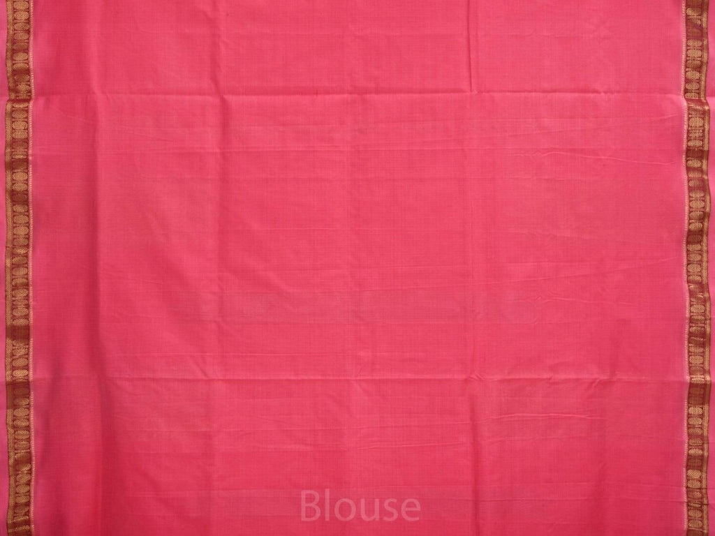 Baby Pink Khadi Cotton Handloom Saree with Doby Border and Zari Strips Pallu Design - Global Threads | Grocsy