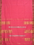 Baby Pink Khadi Cotton Handloom Saree with Doby Border and Zari Strips Pallu Design - Global Threads | Grocsy