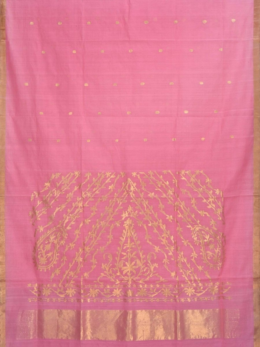 Baby Pink Khadi Cotton Handloom Saree with Pallu Design - Global Threads | Grocsy