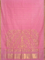 Baby Pink Khadi Cotton Handloom Saree with Pallu Design - Global Threads | Grocsy