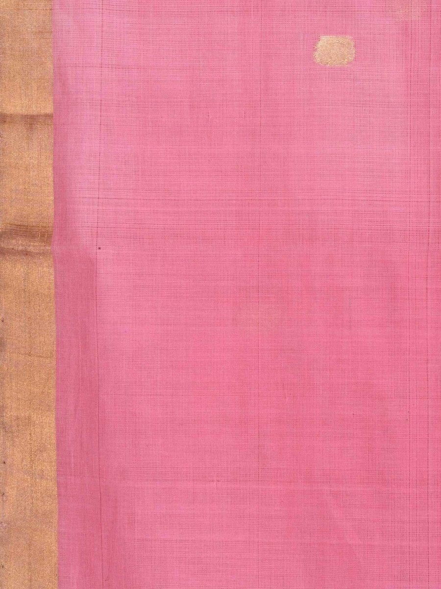 Baby Pink Khadi Cotton Handloom Saree with Pallu Design - Global Threads | Grocsy