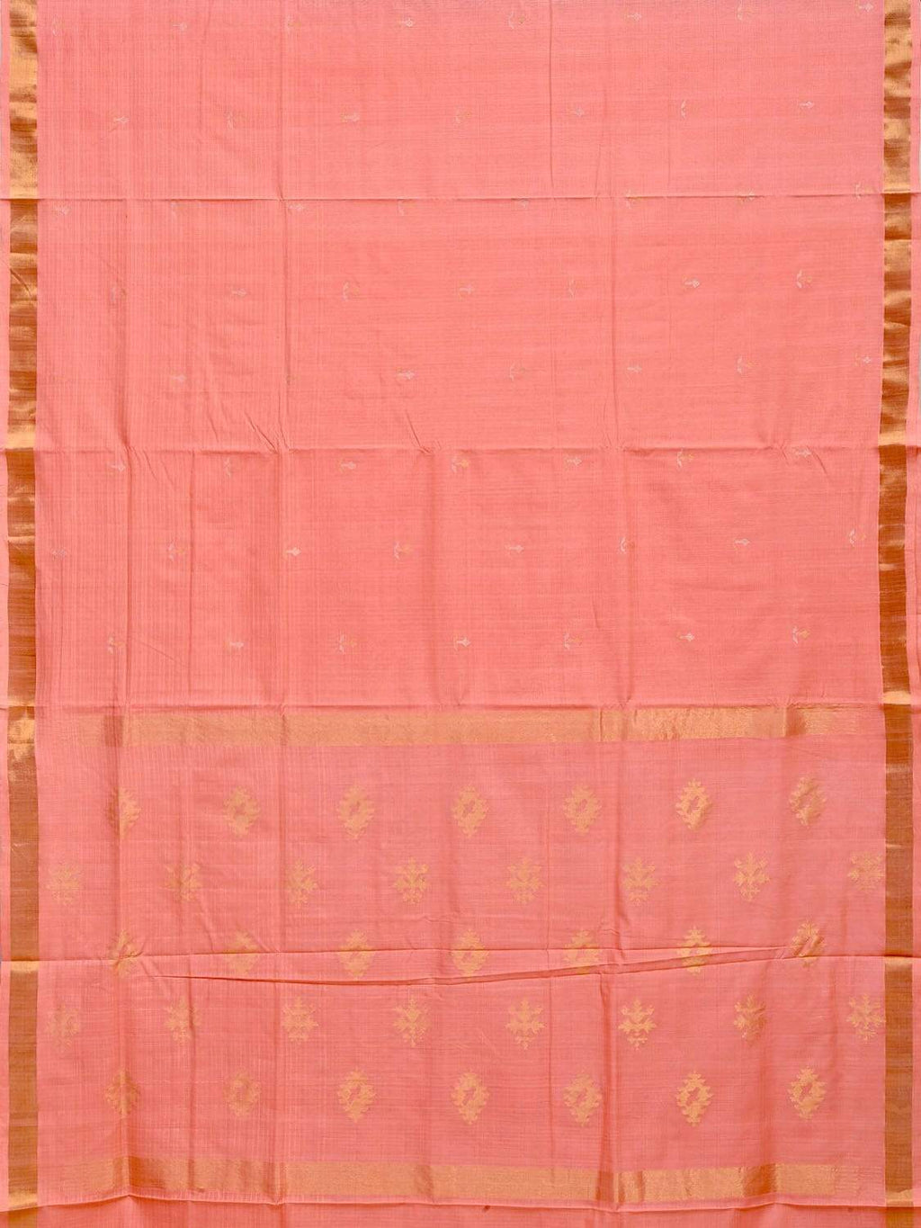 Baby Pink Uppada Cotton Handloom Saree with Assorted Buta Pallu Design - Global Threads | Grocsy