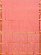Baby Pink Uppada Cotton Handloom Saree with Assorted Buta Pallu Design - Global Threads | Grocsy