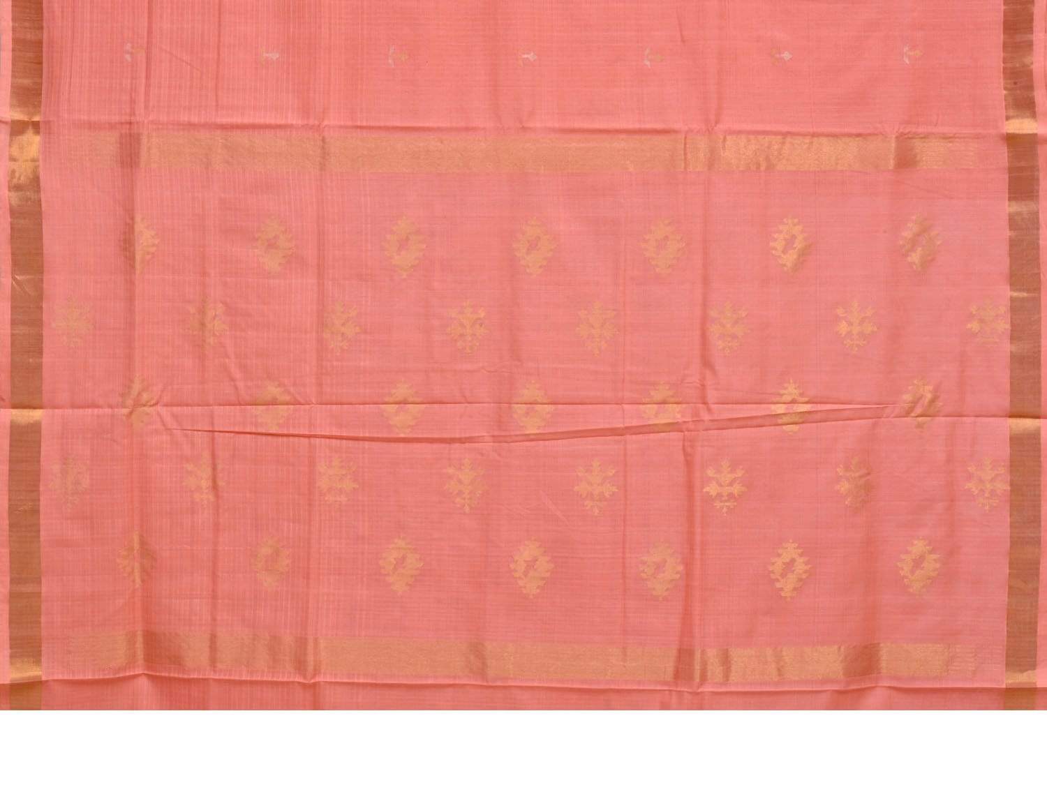 Baby Pink Uppada Cotton Handloom Saree with Assorted Buta Pallu Design - Global Threads | Grocsy