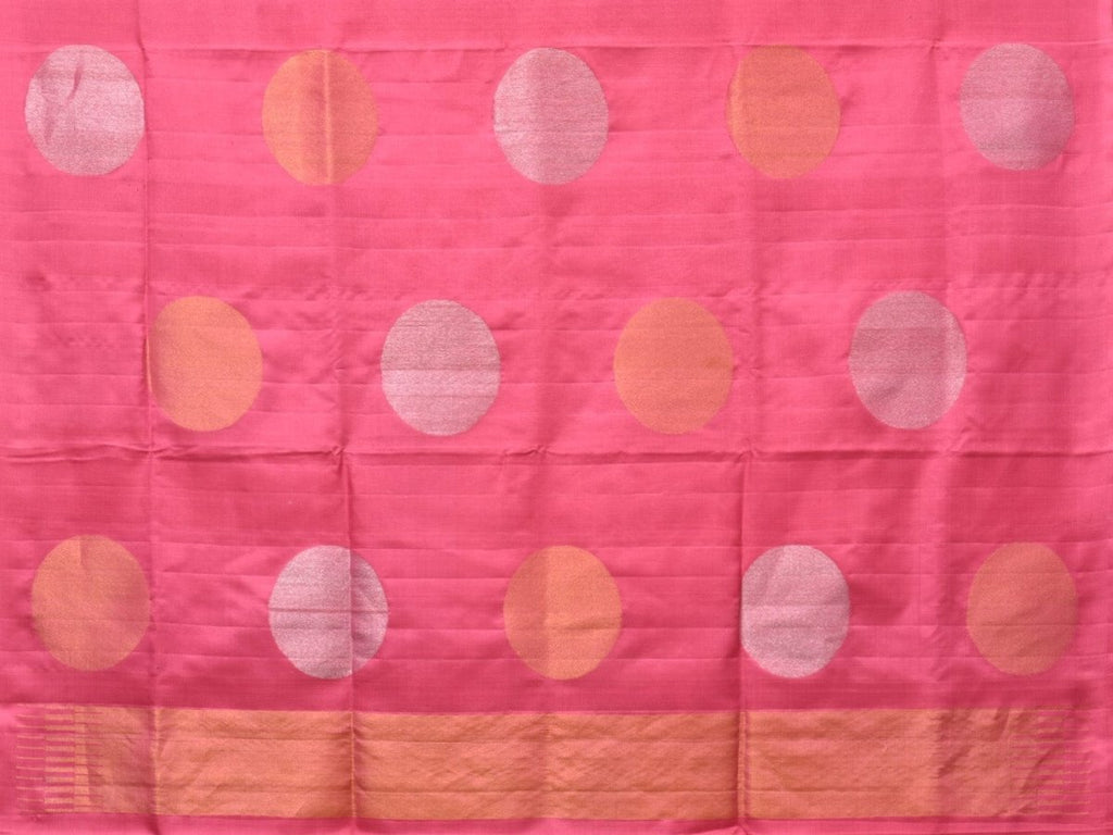 Baby Pink Uppada Silk Handloom Saree with Big Round Body Buta Design - Global Threads | Grocsy
