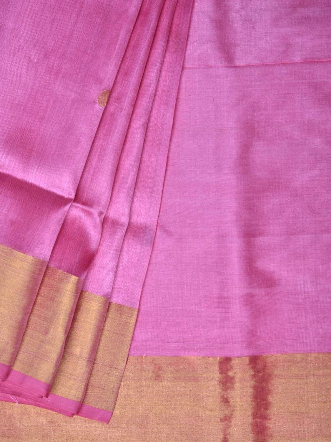 Baby Pink Uppada Silk Handloom Saree with Corner Mango Pallu Design - Global Threads | Grocsy