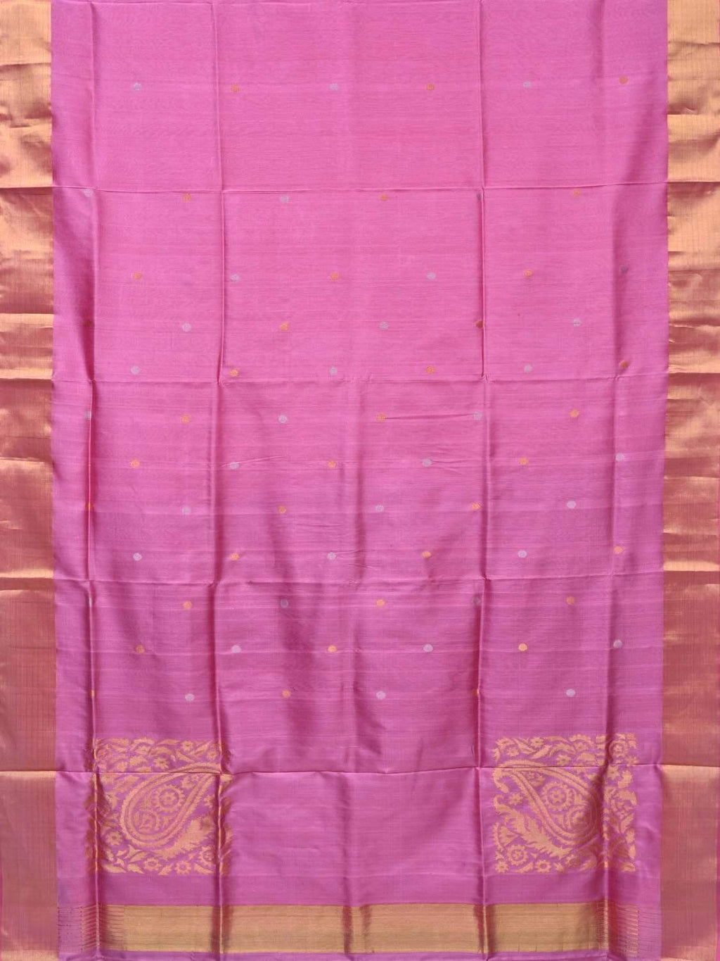 Baby Pink Uppada Silk Handloom Saree with Corner Mango Pallu Design - Global Threads | Grocsy