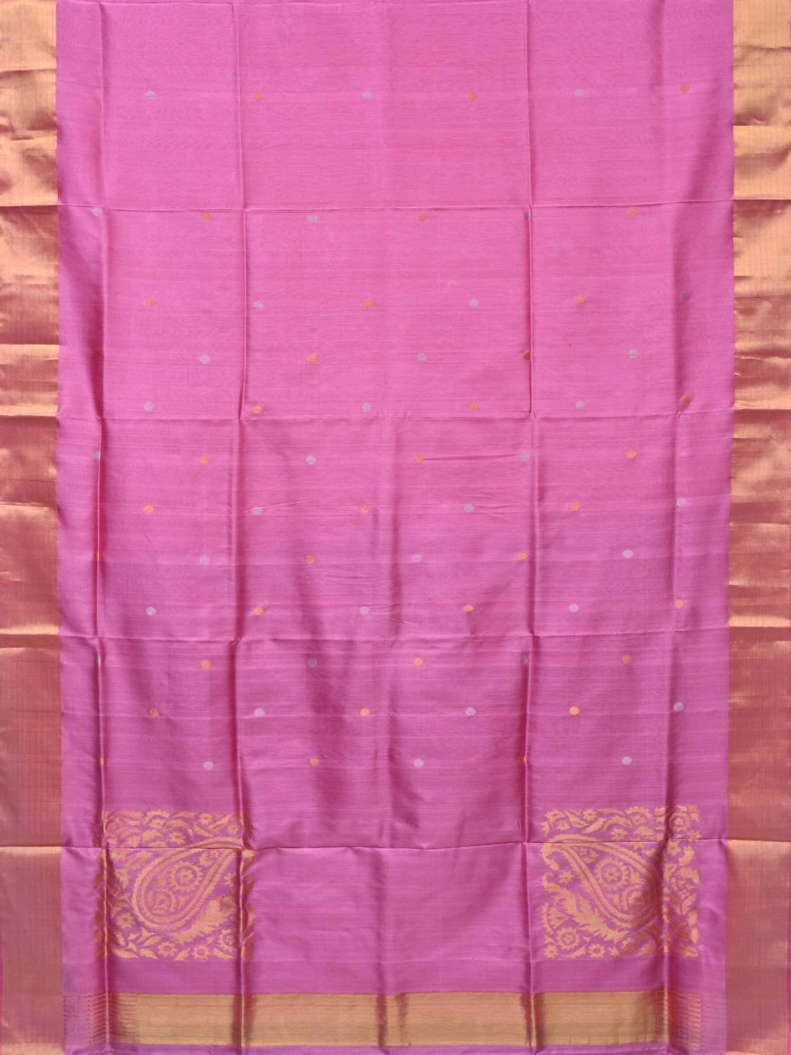 Baby Pink Uppada Silk Handloom Saree with Corner Mango Pallu Design - Global Threads | Grocsy