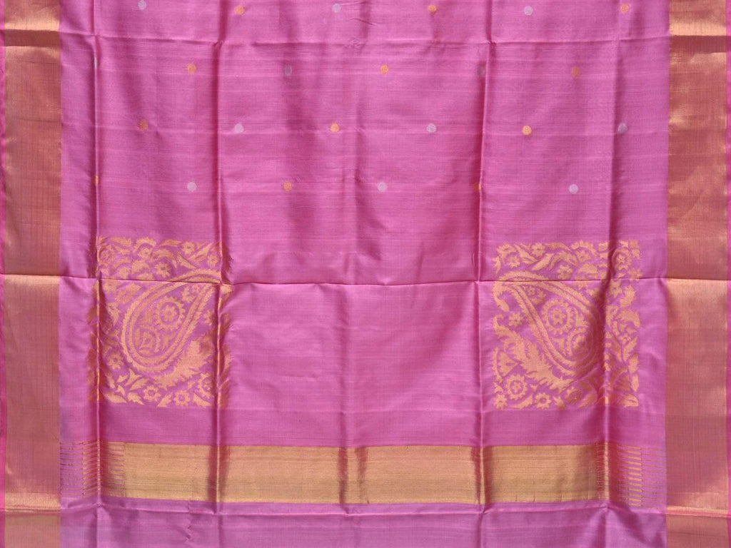 Baby Pink Uppada Silk Handloom Saree with Corner Mango Pallu Design - Global Threads | Grocsy