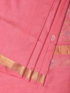 Baby Pink Uppada Silk Handloom Saree with Mango Pallu Design - Global Threads | Grocsy